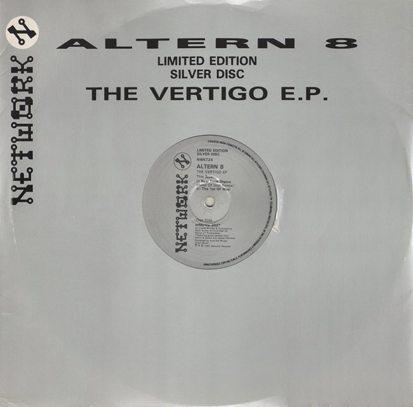 The Vertigo EP by Altern 8 - 12", EP, Ltd, MP, Sil, UK. 1991. Electronic/Breakbeat, Techno, Bleep Very Good Plus (VG+) Very Good (VG) vinyl Nottingham.