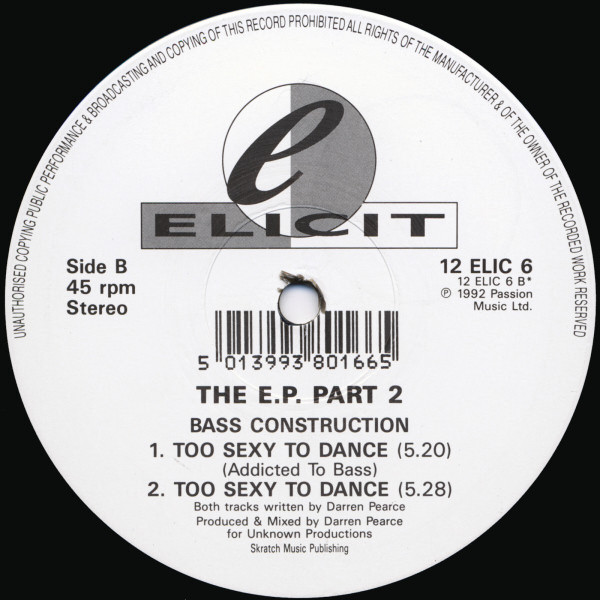 The E.P. Part 2 by Bass Construction - 12", EP, UK. 1992. Electronic/Breakbeat, Hardcore Very Good Plus (VG+) Near Mint (NM or M-) - vinyl For Sale in Nottingham. - 3
