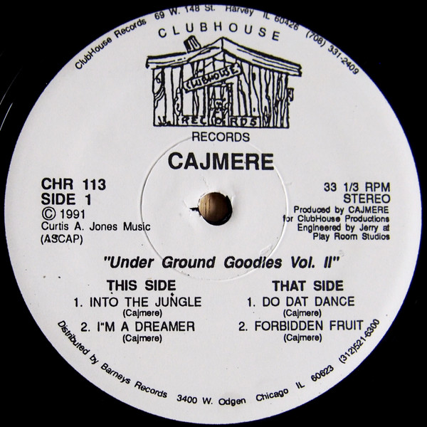 Under Ground Goodies Vol. II by Cajmere - 12", US. 1991. Electronic/House, Acid House Very Good Plus (VG+) Generic vinyl Nottingham.