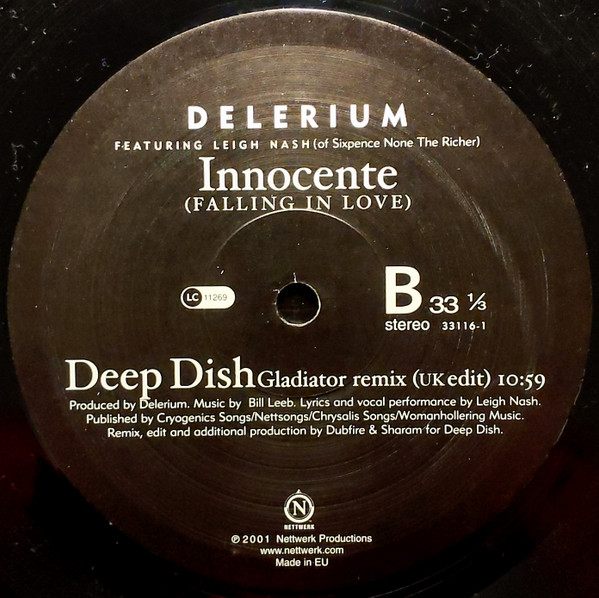 Innocente (Falling In Love) (Remixes By Lost Witness • Deep Dish) by Delerium Featuring Leigh Nash - 12", Single, UK. 2001. Electronic/Trance, Progressive House Near Mint (NM or M-) Very Good Plus (VG+) - vinyl For Sale in Nottingham. - 4