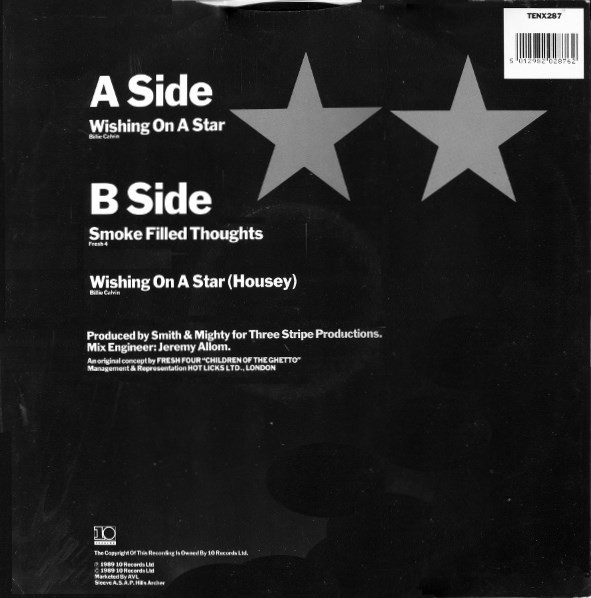 Wishing On A Star by Fresh 4 (Children Of The Ghetto)* Featuring Lizz.E* - 12", Single, UK. 1989. Electronic, Hip Hop/Breakbeat, Acid Jazz, Downtempo Near Mint (NM or M-) Very Good (VG) - vinyl For Sale in Nottingham. - 2