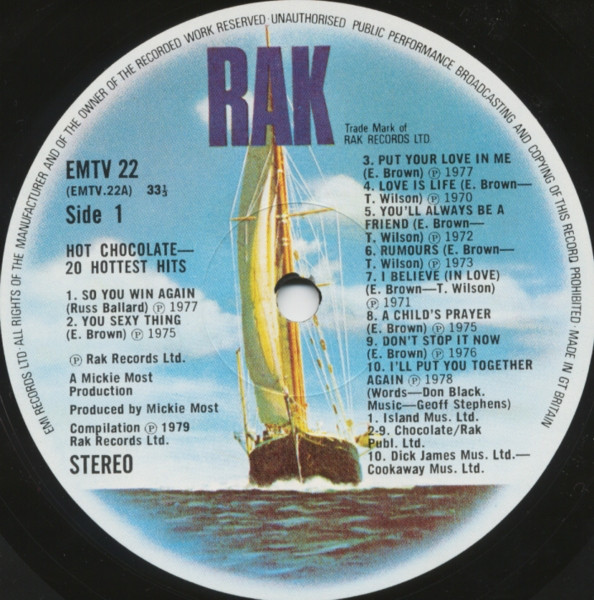 20 Hottest Hits by Hot Chocolate - LP, Comp, UK. 1979. Funk / Soul, Pop/Soul, Disco Very Good Plus (VG+) Very Good Plus (VG+) - vinyl For Sale in Nottingham. - 3