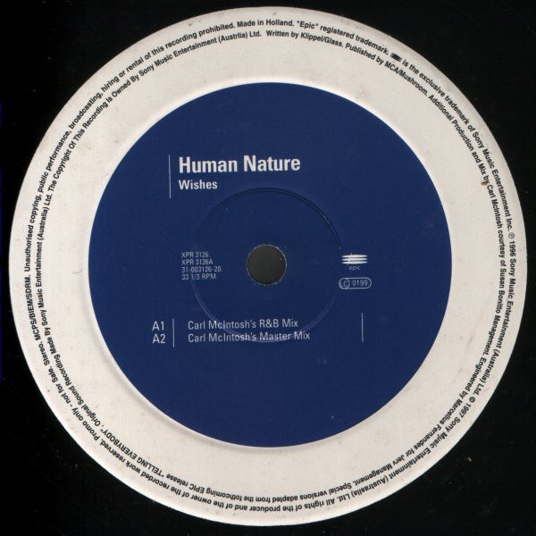 Wishes by Human Nature - 12", Promo, UK. 1997. Hip Hop, Funk / Soul, Pop/RnB/Swing Near Mint (NM or M-) Near Mint (NM or M-) vinyl Nottingham.