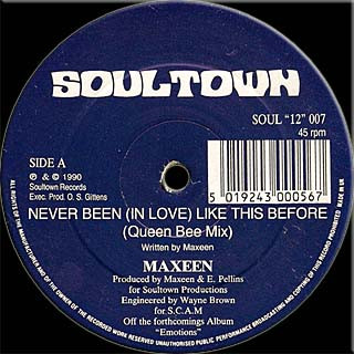 Never Been (In Love) Like This Before by Maxeen - 12", UK. 1990. Electronic, Funk / Soul/UK Street Soul Very Good (VG) Generic vinyl Nottingham.