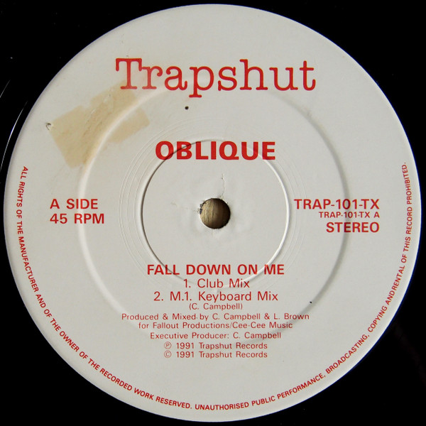Fall Down On Me by Oblique (3) - 12", UK. 1991. Electronic/House Very Good (VG) Generic vinyl Nottingham.