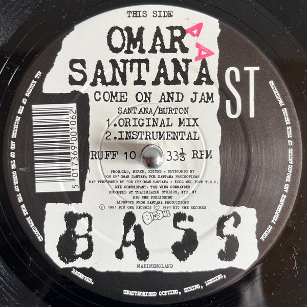 Come On And Jam by Omar Santana - 12", UK. 1991. Electronic/Techno Very Good (VG) Very Good (VG) vinyl Nottingham.