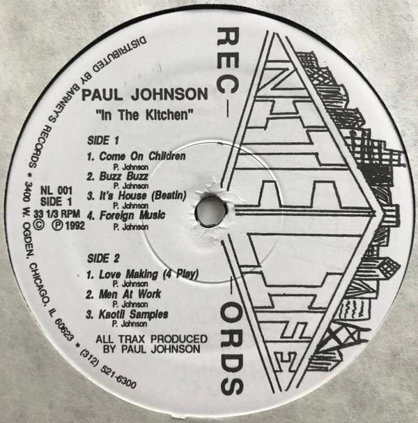 In The Kitchen by Paul Johnson - 12", US. 1992. Electronic/House, Deep House Very Good (VG) Generic vinyl Nottingham.