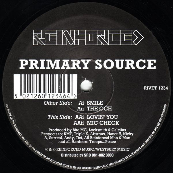 Smile by Primary Source - 12", UK. 1993. Electronic/Breakbeat, Hardcore Very Good (VG) Generic vinyl Nottingham.
