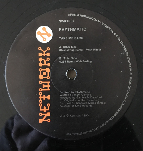 Take Me Back (Remix) by Rhythmatic - 12", UK. 1990. Electronic/Techno, Bleep Very Good (VG) Very Good (VG) - vinyl For Sale in Nottingham. - 3