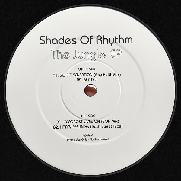The Jungle EP by Shades Of Rhythm - 12", EP, Promo, UK. 1993. Electronic/Breakbeat, Hardcore, Jungle Very Good Plus (VG+) Generic vinyl Nottingham.