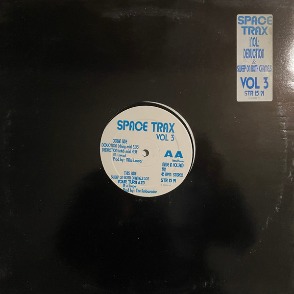 Vol 3 by Space Trax - 12", Netherlands. 1991. Electronic/House, Hardcore, Techno Very Good (VG) Generic vinyl Nottingham.