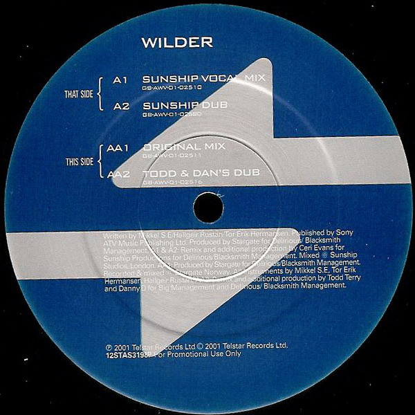 Wilder by StarGate (2) - 12", Promo, UK. 2001. Electronic/House, UK Garage Very Good Plus (VG+) Very Good Plus (VG+) vinyl Nottingham.