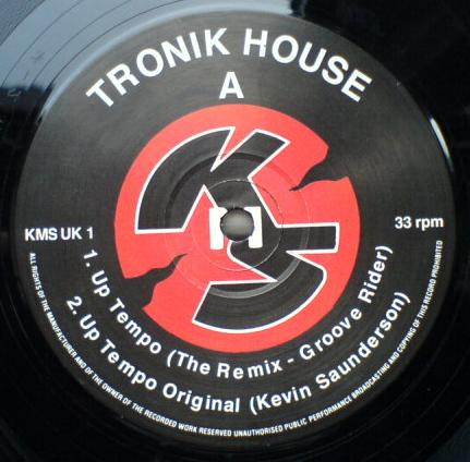 Up Tempo by Tronik House* - 12", Bla, UK. 1992. Electronic/Techno Very Good (VG) Generic vinyl Nottingham.