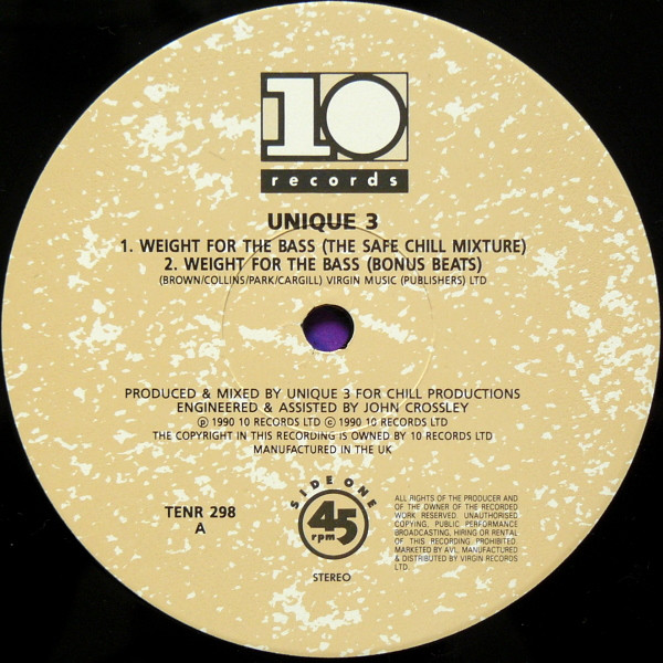 Unique 4 Track E.P. by Unique 3 - 12", EP, UK. 1990. Electronic/Breakbeat, Techno, Bleep, Hip Hop Very Good (VG) Generic - vinyl For Sale in Nottingham. - 3