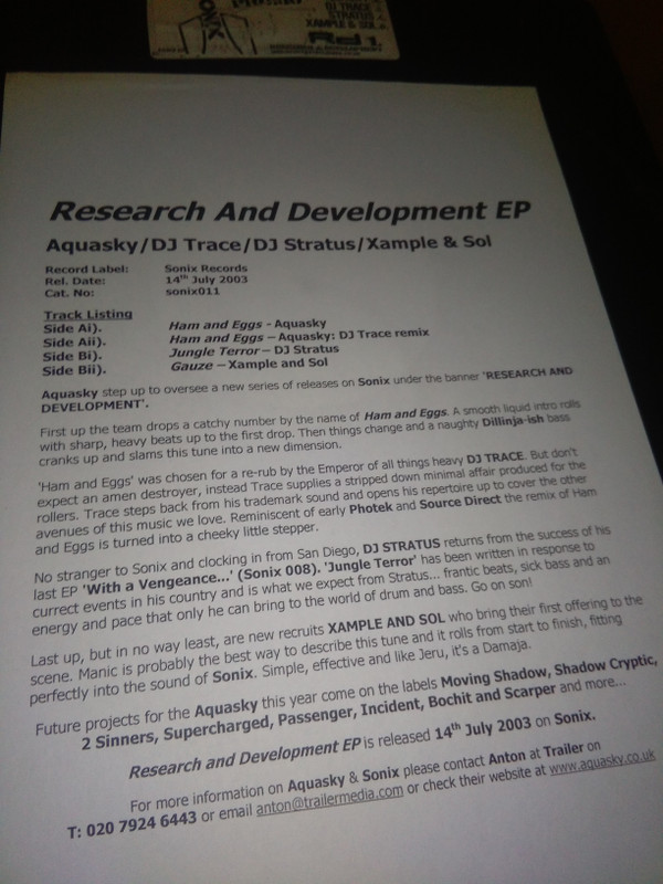Research & Development Part 1 by Various - 2x12", W/Lbl, UK. 2003. Electronic/Drum n Bass Very Good Plus (VG+) Generic vinyl Nottingham.