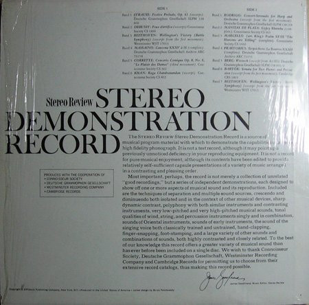 Stereo Review's Stereo Demonstration Record by Various - LP, Album, Comp, RP, US. 1973. Classical, Folk, World, & Country/Classical, Indian Classical, Flamenco Near Mint (NM or M-) Near Mint (NM or M-) - vinyl For Sale in Nottingham. - 2