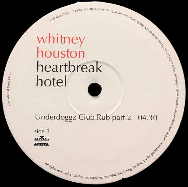 Heartbreak Hotel by Whitney Houston - 12", Promo, UK. 2000. Electronic/UK Garage Very Good Plus (VG+) Generic - vinyl For Sale in Nottingham. - 2