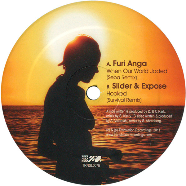 When Our World Jaded (Seba Remix) / Hooked (Survival Remix) by Furi Anga / Slider & Expose - 12", US. 2011. Electronic/Drum n Bass Very Good (VG) Good Plus (G+) - vinyl For Sale in Nottingham. - 2