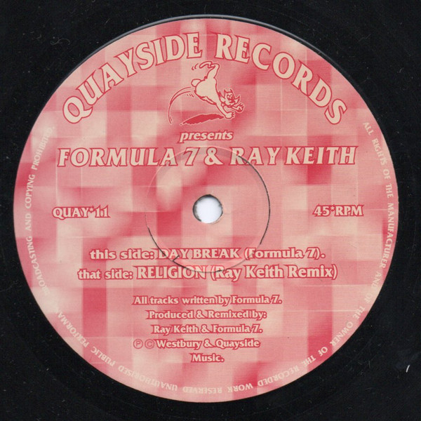 Daybreak / Religion (Ray Keith Remix) by Formula 7 & Ray Keith - 12", UK. 1994. Electronic/Drum n Bass, Jungle Very Good Plus (VG+) Generic vinyl Nottingham.
