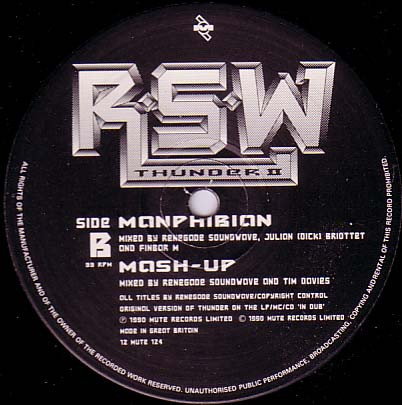Thunder II by Renegade Soundwave - 12", Single, UK. 1990. Electronic/Leftfield, Breakbeat, Electro, Techno Very Good Plus (VG+) Very Good Plus (VG+) - vinyl For Sale in Nottingham. - 4