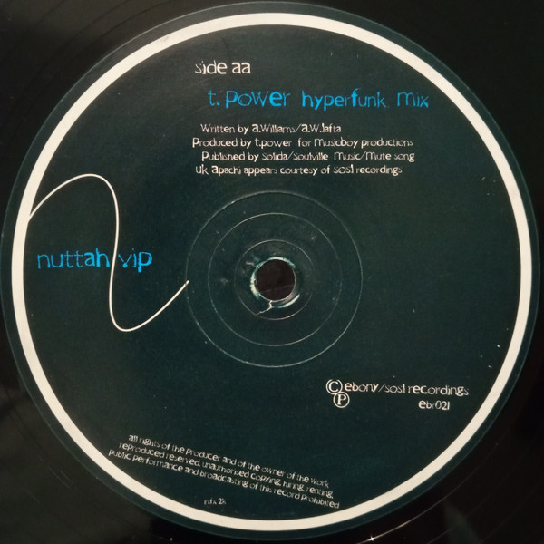 Nuttah VIP by UK Apachi & Shy FX - 12", UK. 2001. Electronic/Drum n Bass, Jungle, Breaks Very Good Plus (VG+) Very Good Plus (VG+) - vinyl For Sale in Nottingham. - 3